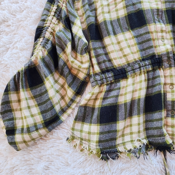 Free People We The Free Black Pacific Dawn Plaid Shirt - Picture 4 of 8